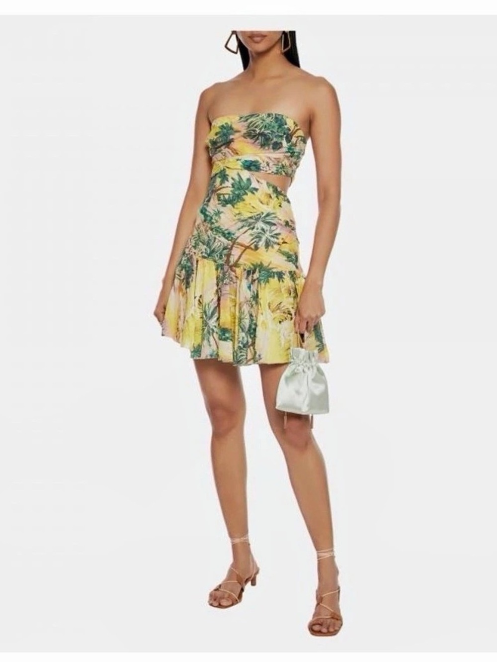 Zimmermann Tropicana Floral Cut-Out Mini Dress Yellow & Green